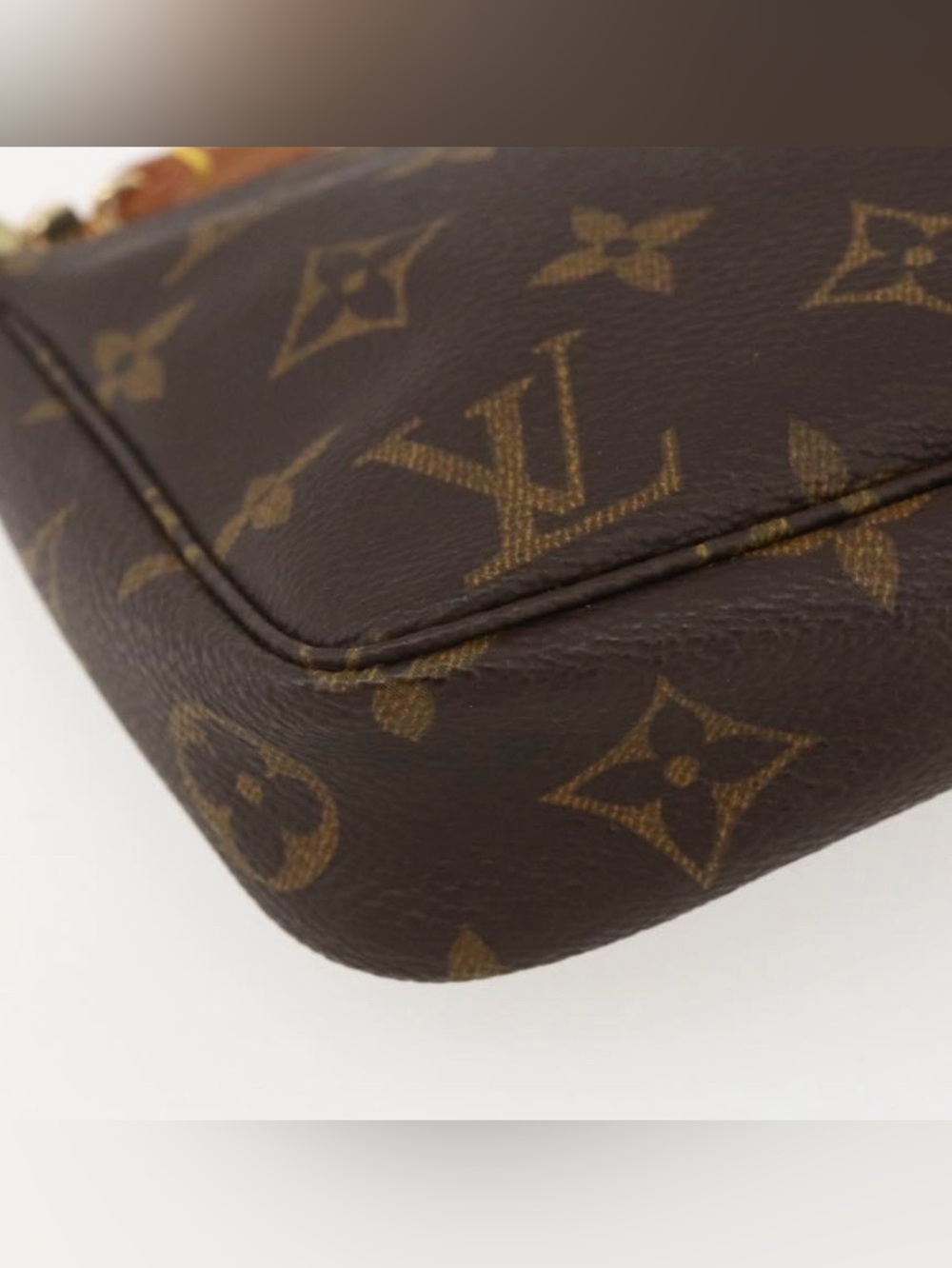 Louis Vuitton Monogram Pochette Shoulder Bag in Brown with Tan Strap - Picture 12 of 16